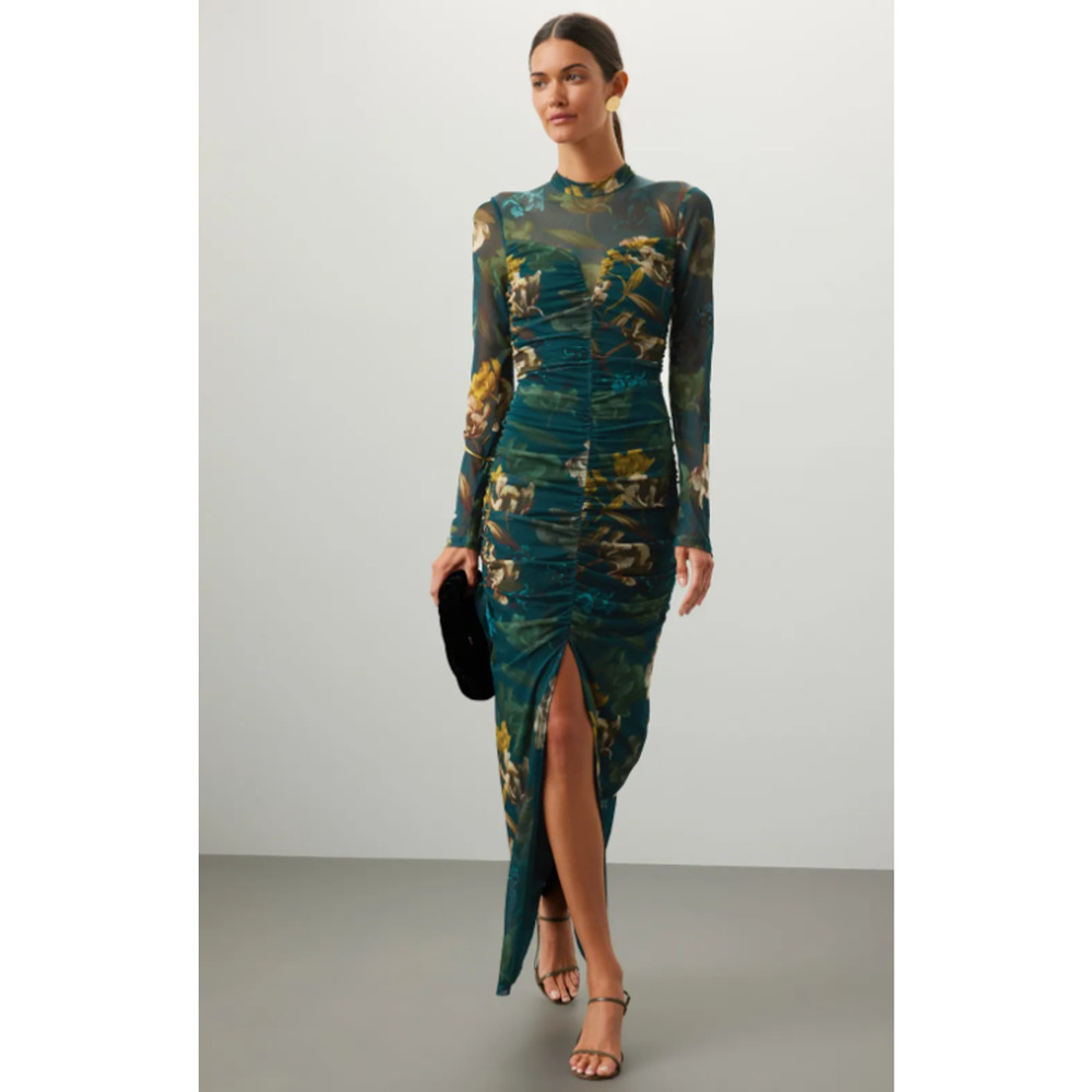 Black Halo Wendy Blue Floral Gown - Size 16